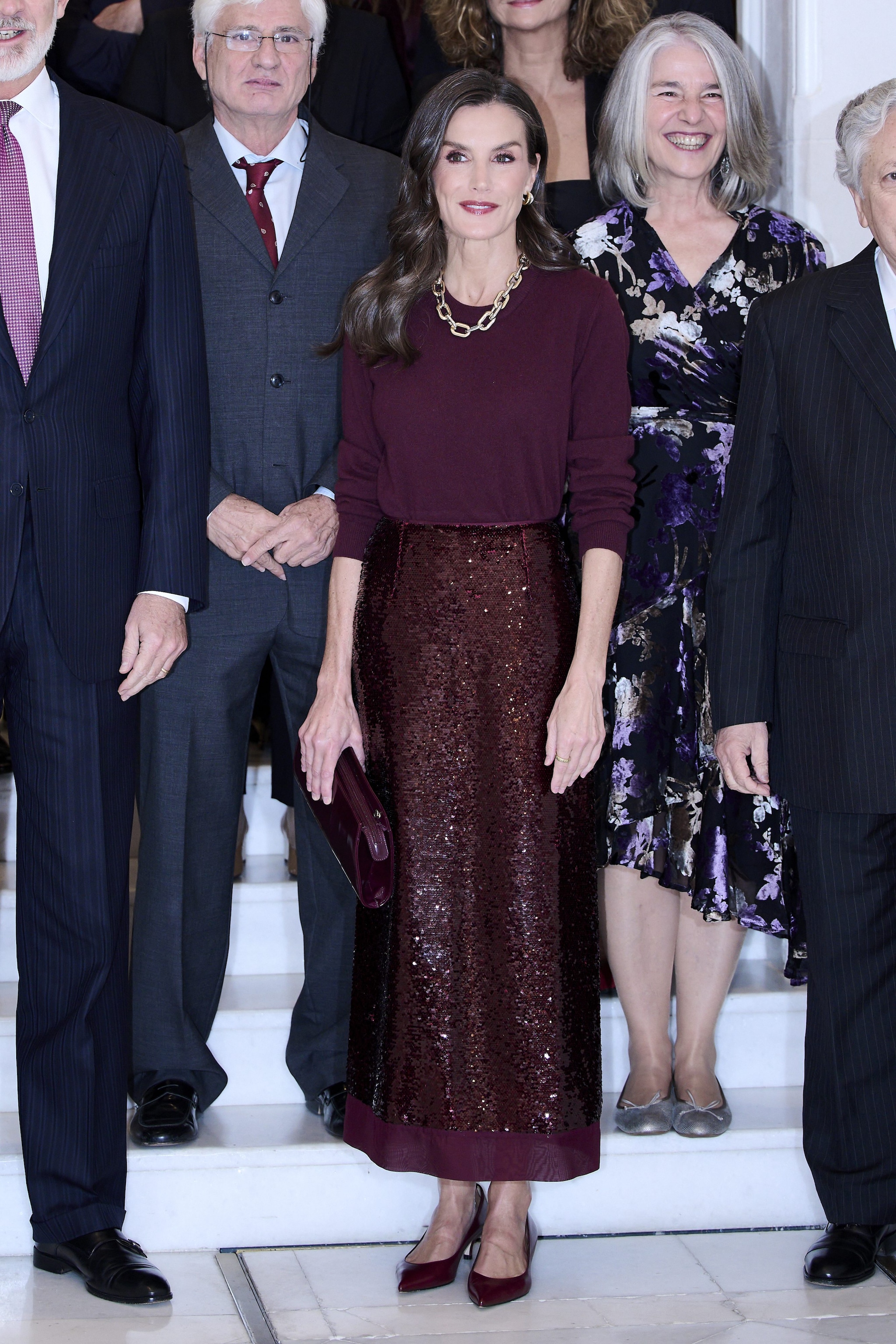 Letizia di Spagna con la gonna di Massimo Dutti