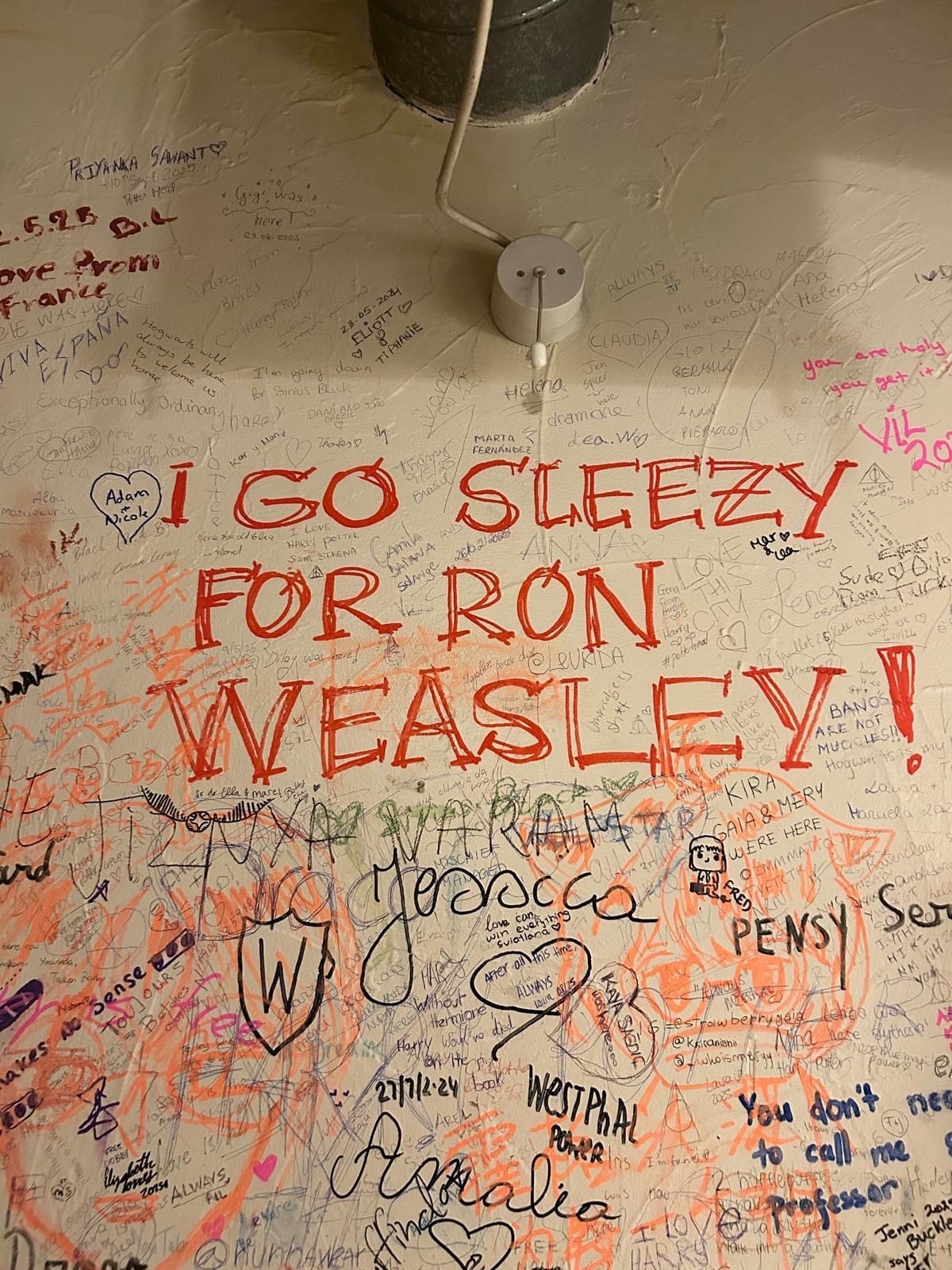 Una scritta nei bagni dell’Elephant House