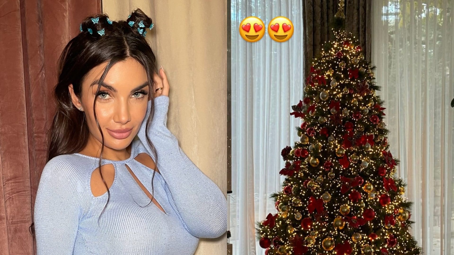 Il Natale in anticipo di Elettra Lamborghini: addobba l'albero in rosso e oro con una cascata di luci