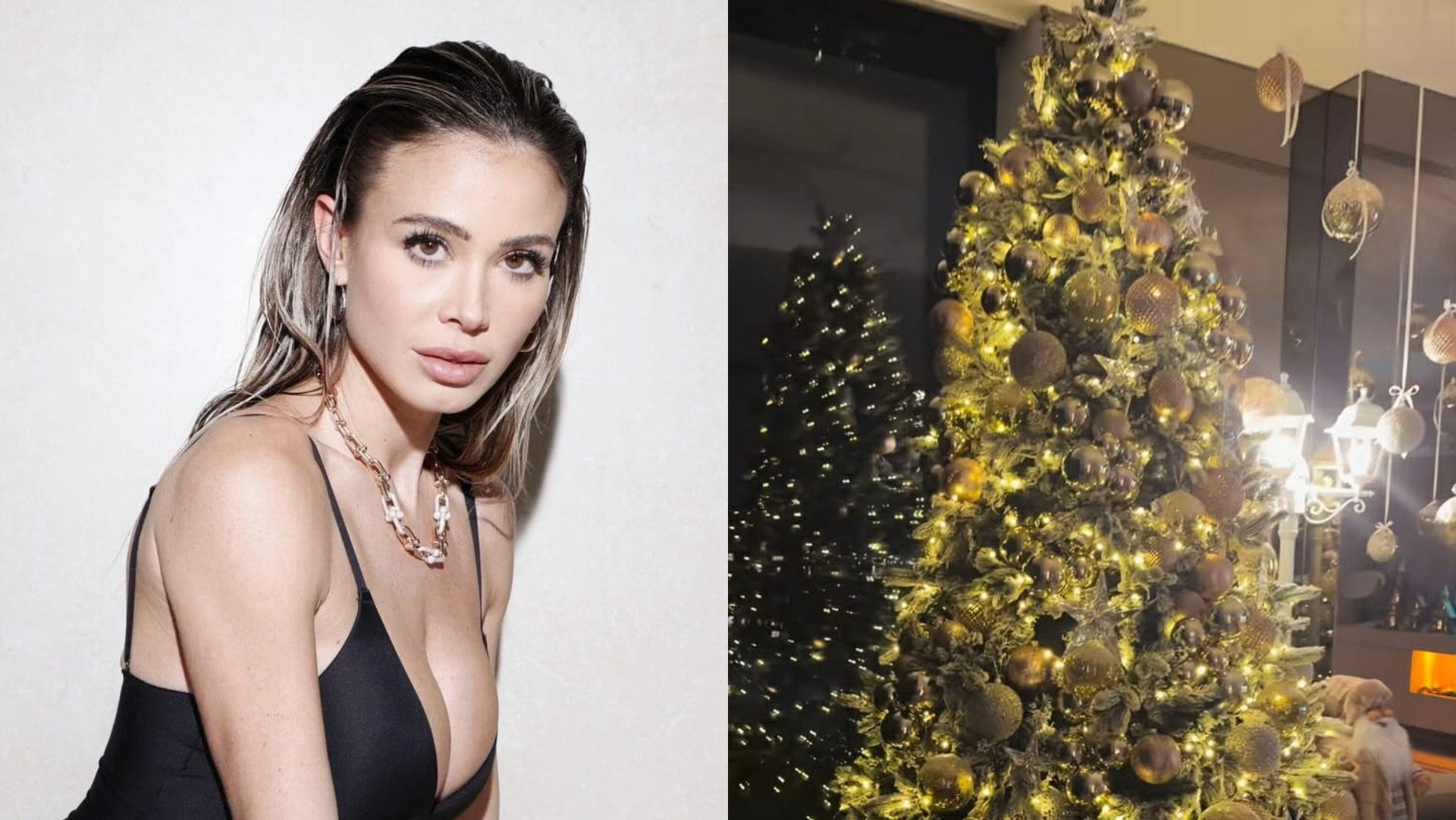 In casa di Diletta Leotta è arrivato il Natale: albero metallico e palline che "cadono" dal soffitto