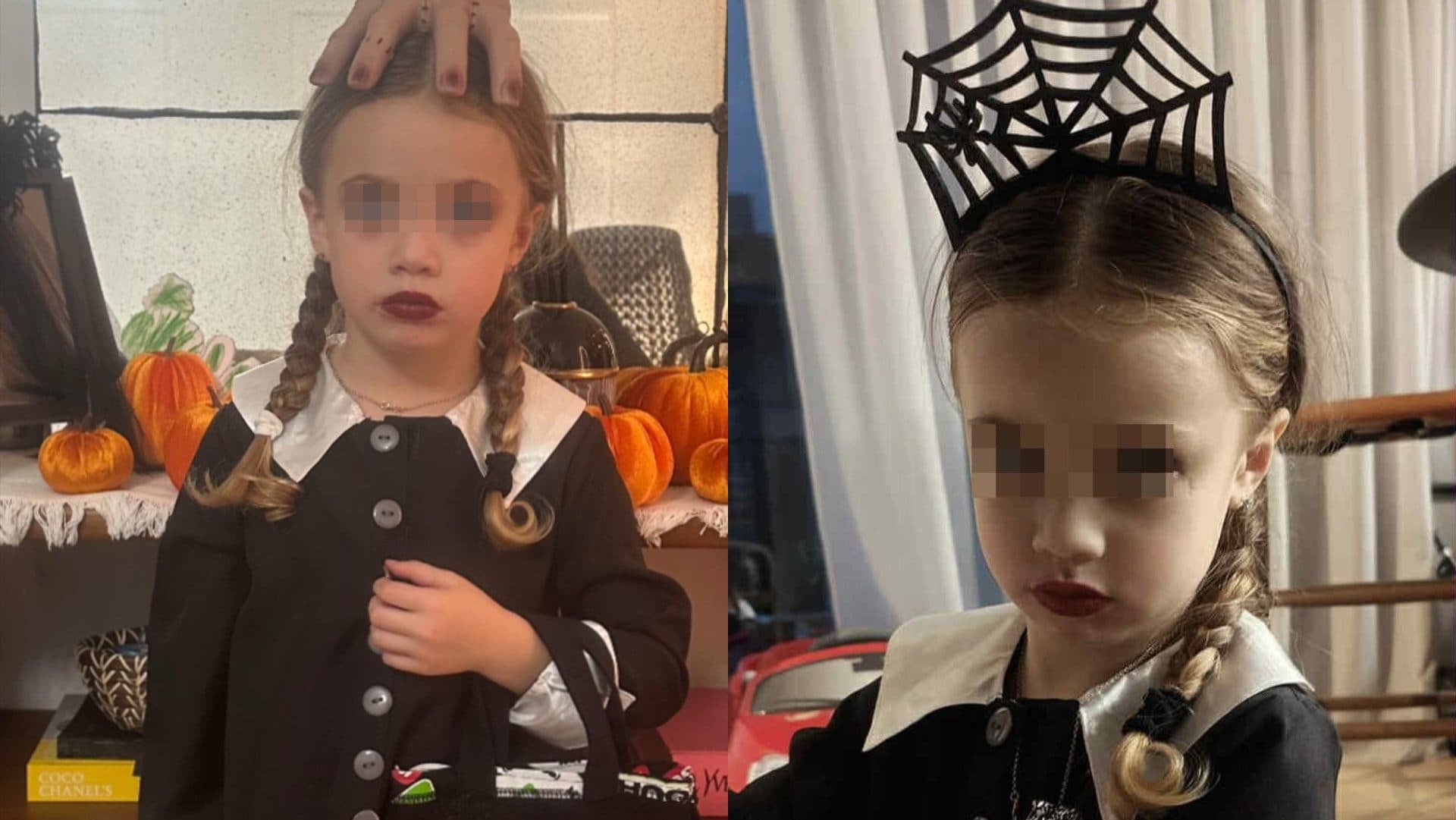 Luna Marì con trecce e rossetto nero: per Halloween si trasforma in Mercoledì Addams
