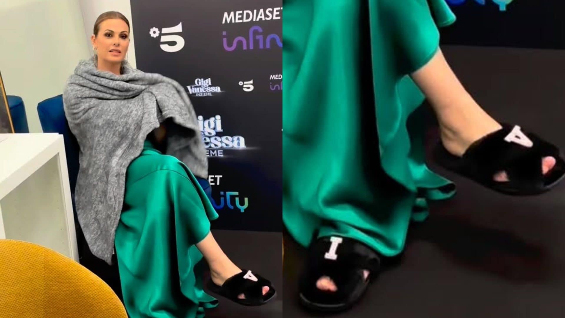 Le pantofole "da palcoscenico" di Vanessa Incontrada sono pelose e personalizzate