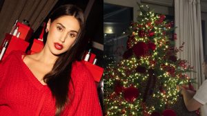 Natale da mamma per Cecilia Rodriguez: albero rosso con fiocchi