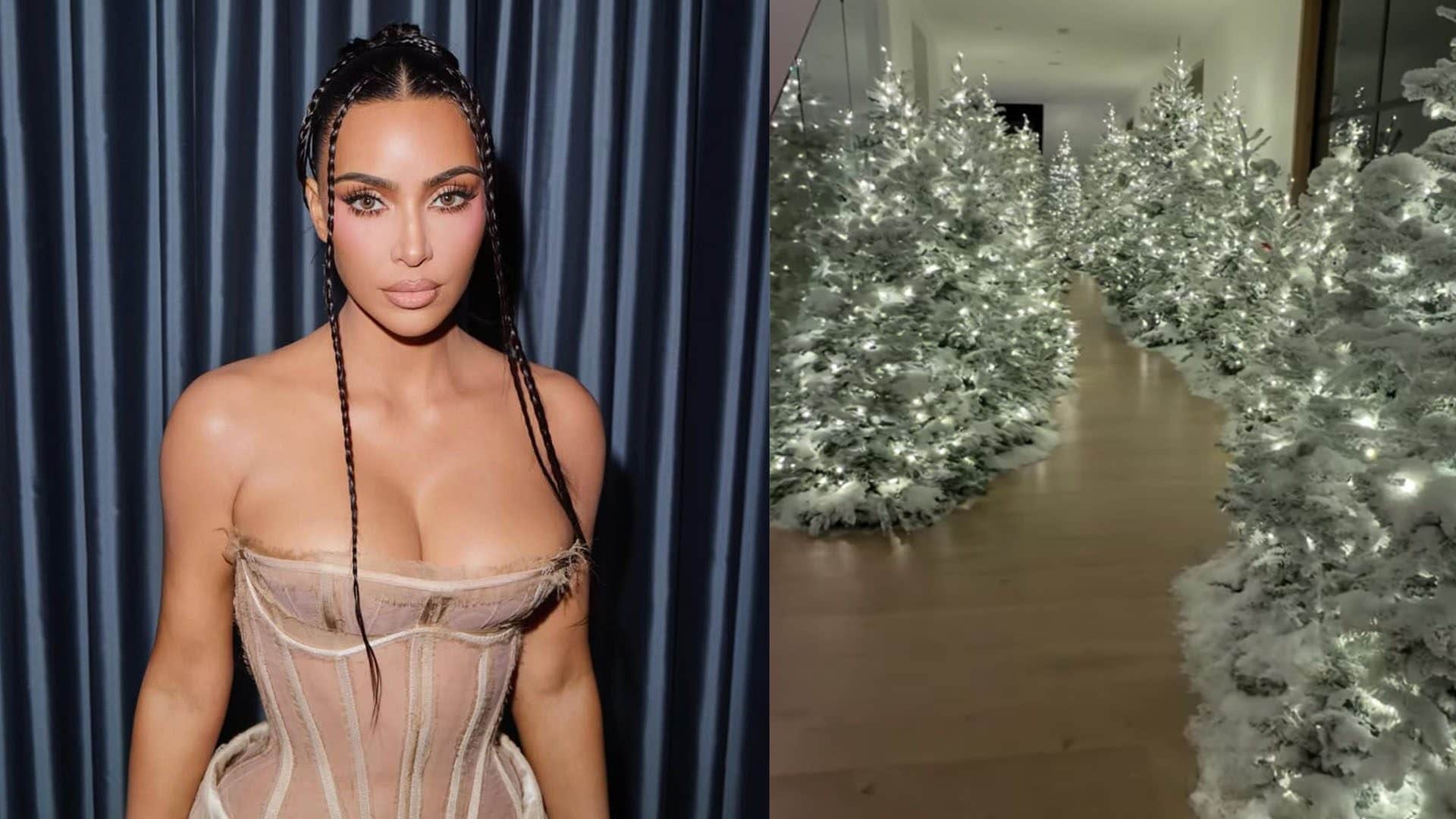 Kim Kardashian, la tradizione si ripete: decine di alberi di Natale in casa e un pianista personale