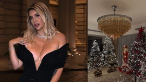 Il Natale in casa di Wanda Nara: 7 alberi con luci, fiocchi e foto