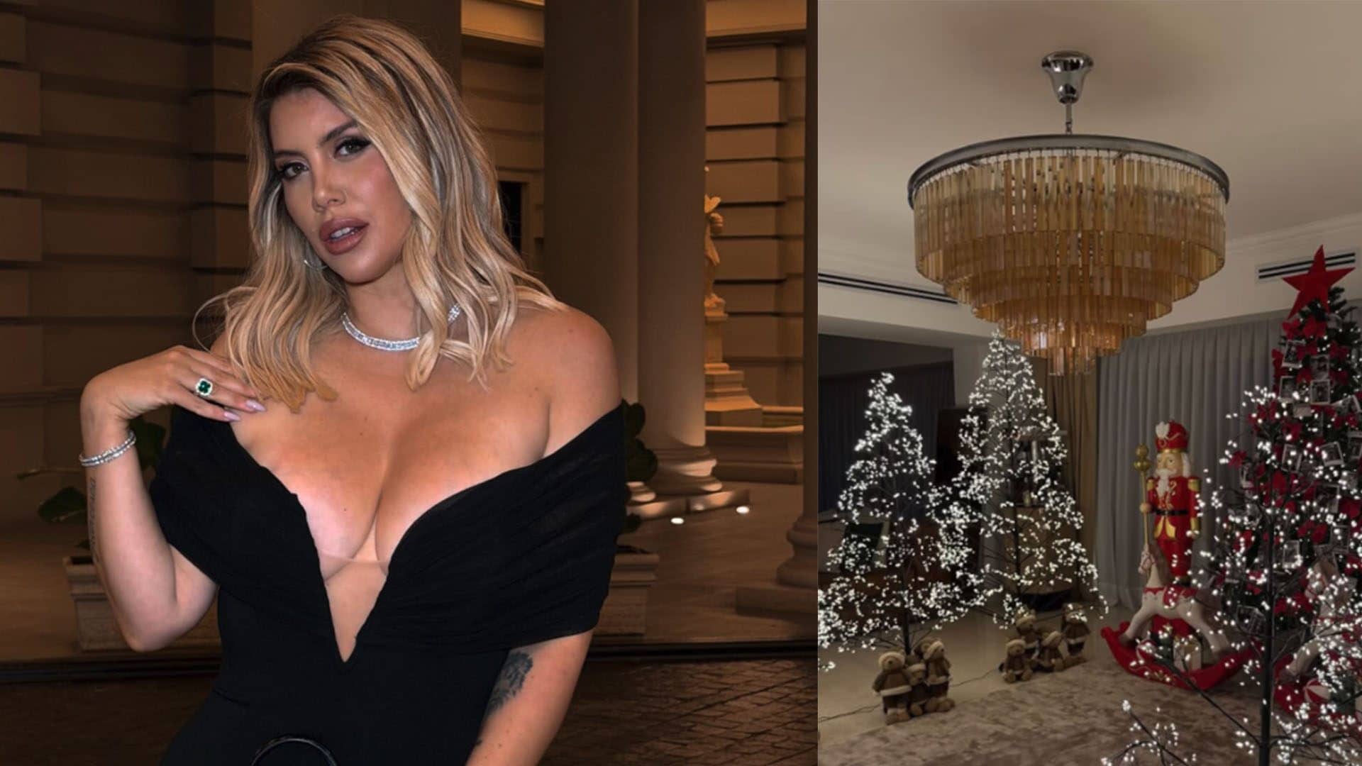 Il Natale in casa di Wanda Nara: 7 alberi addobbati con luci, fiocchi e foto di famiglia