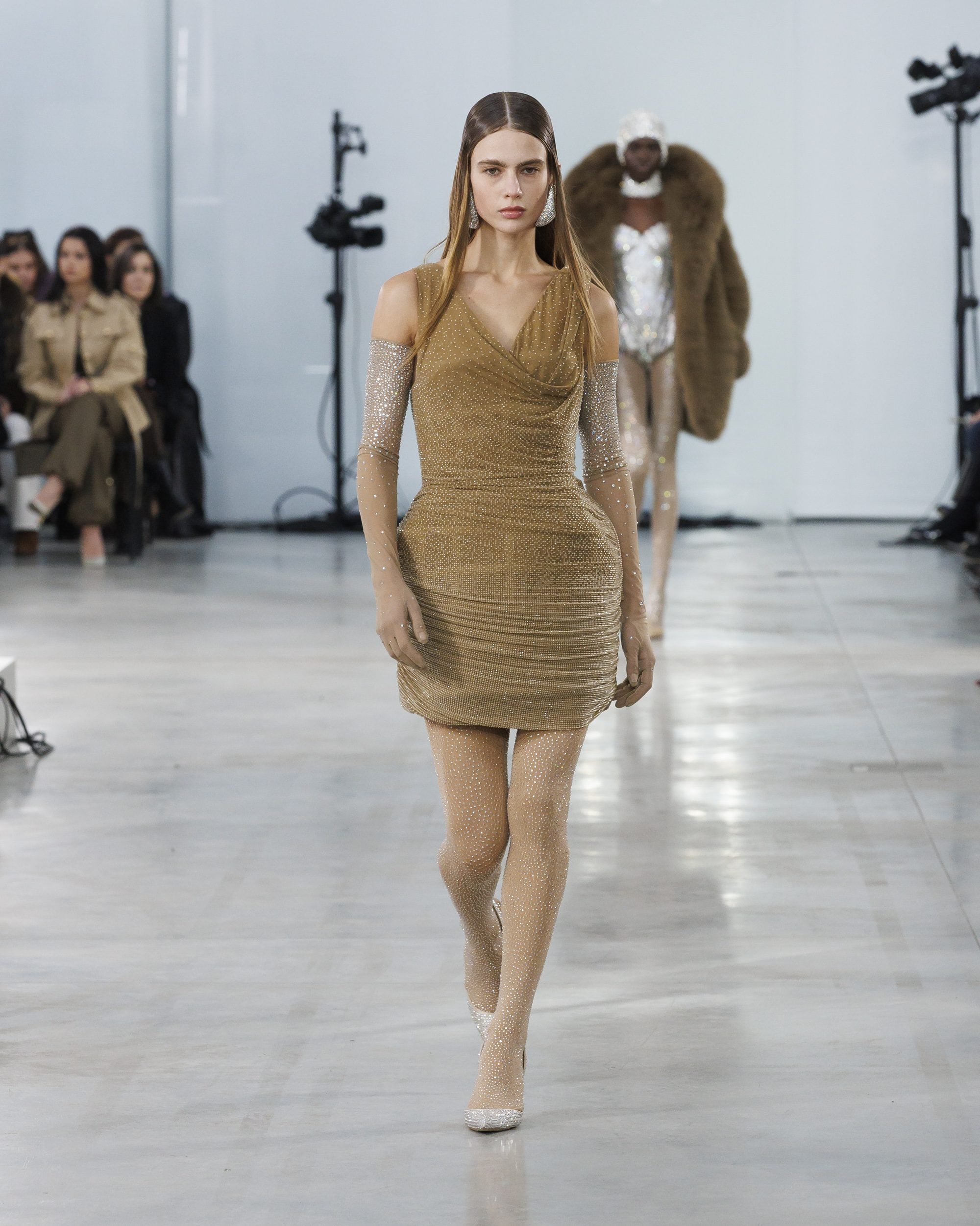 Abito mini drappeggiato con cristalli Swarovski Giuseppe Di Morabito