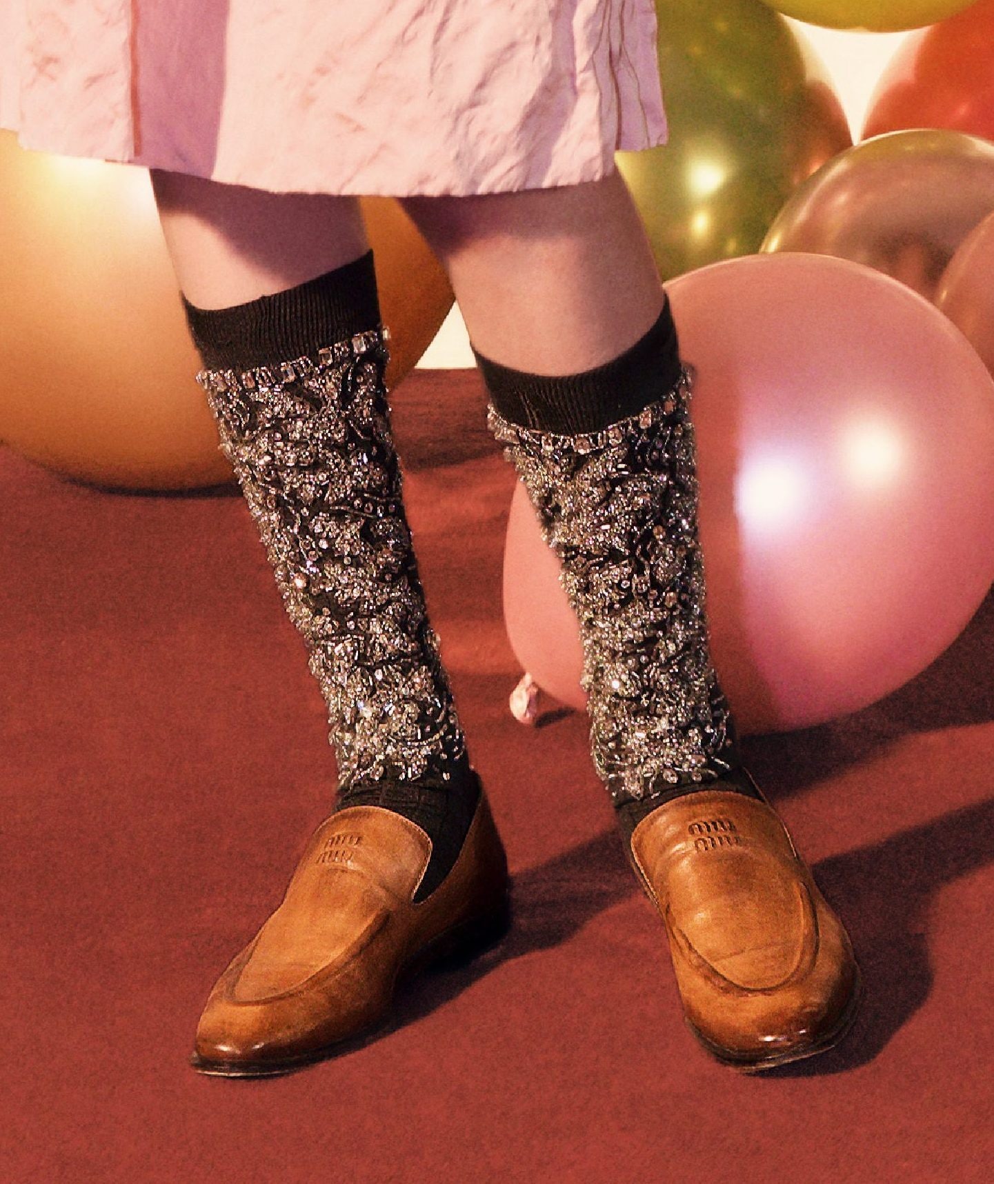 Mocassini color cognac Miu Miu