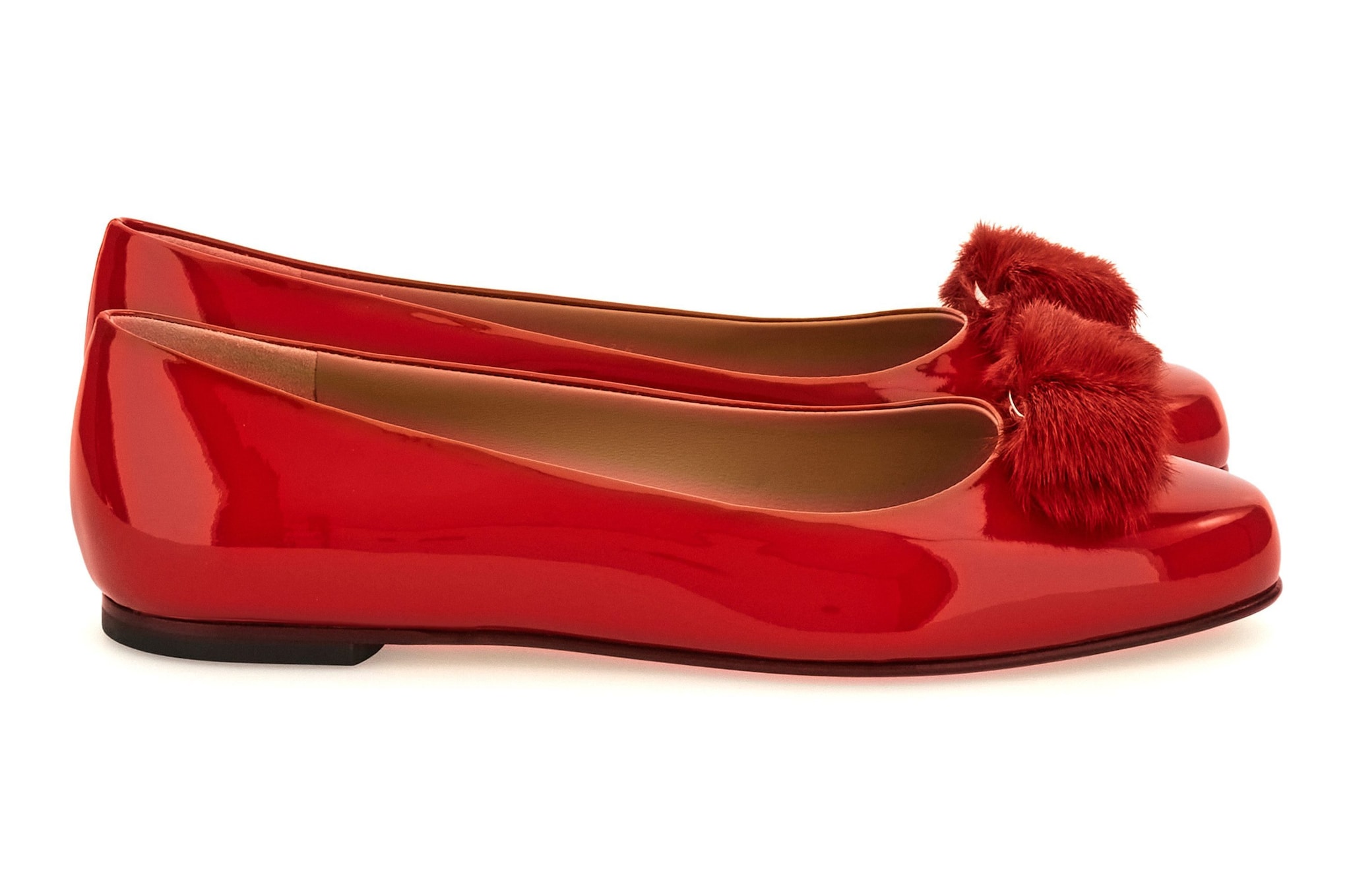 Ballerine in vernice con decoro furry Ferragamo