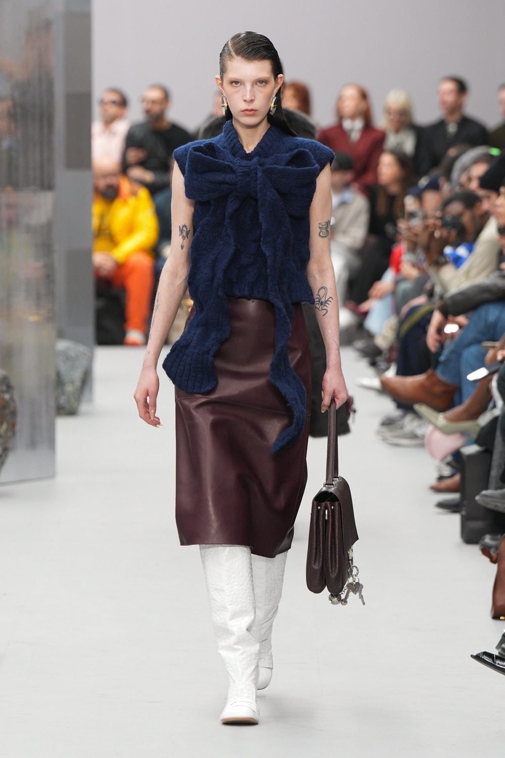 Smanicato in lana con longuette in pelle Acne Studios