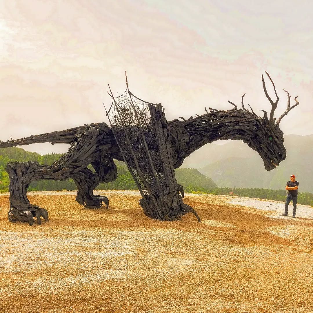 Marco Martalar e il Drago di Vaia, dall’Instagram dell’artista