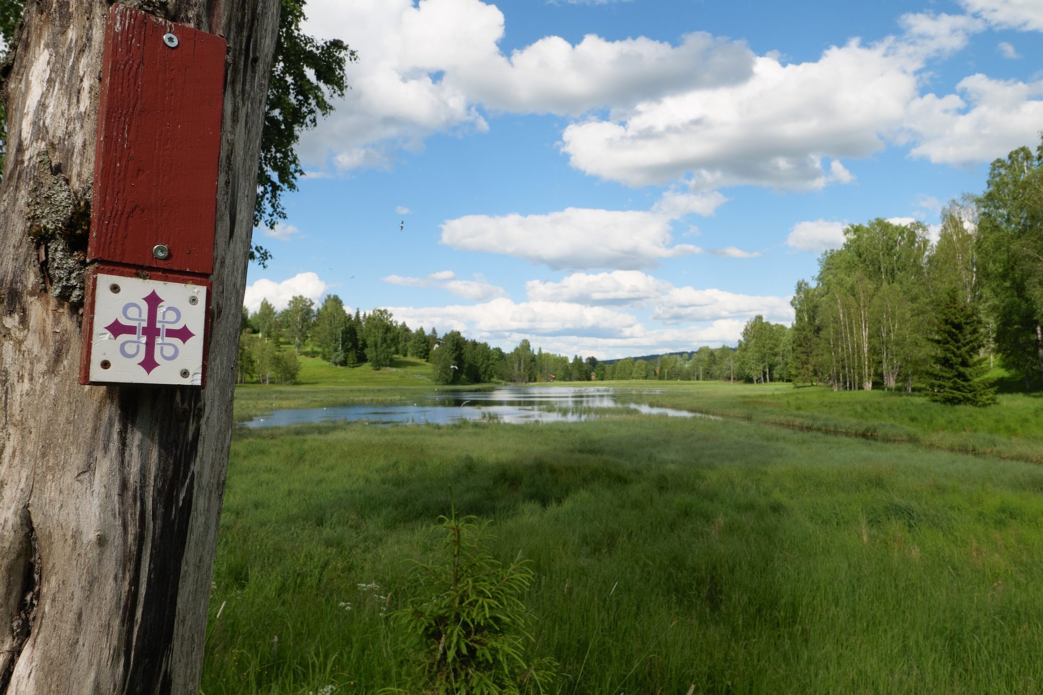 Segnaletica tipica sulla St. Olav’s Way, Gudbrandsdalsleden