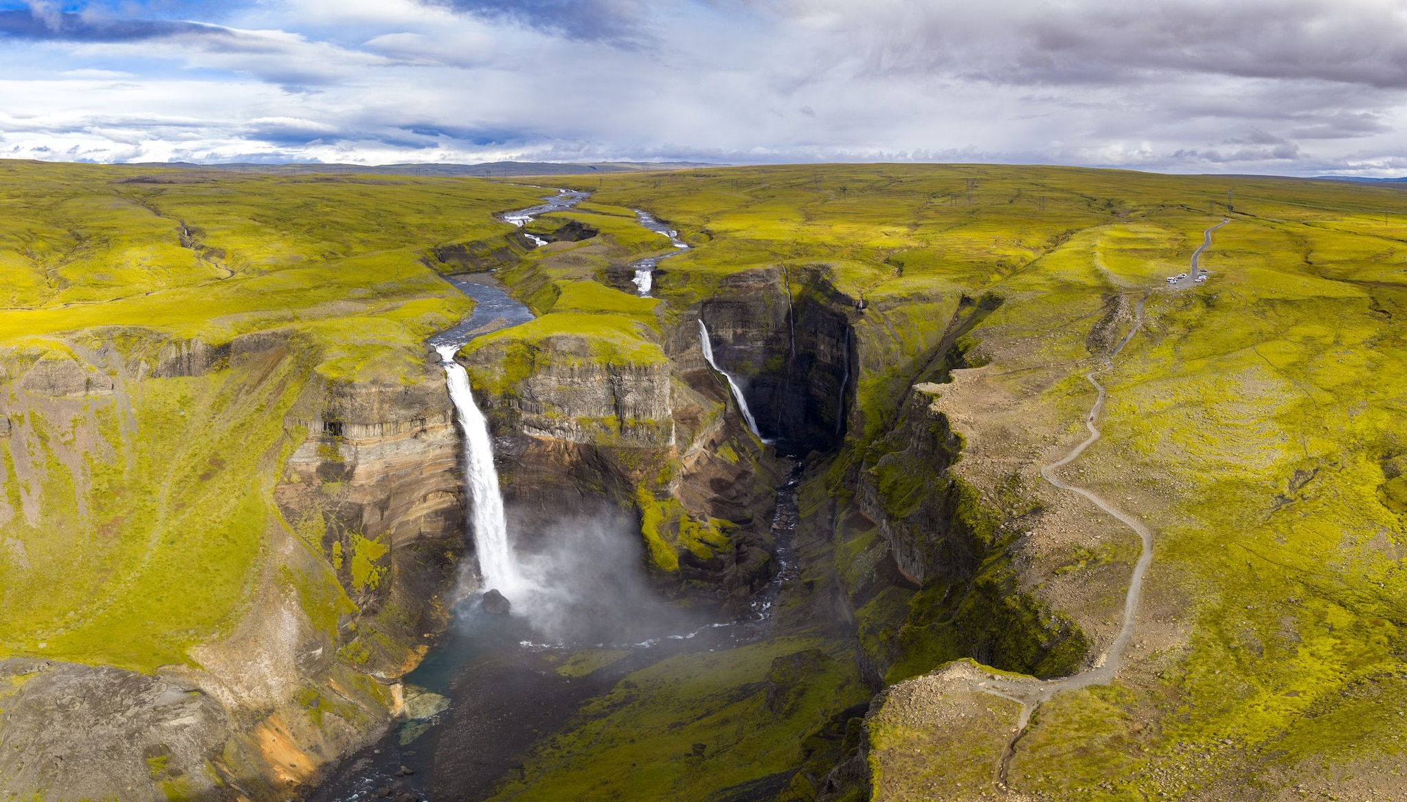 Vista panoramica di Háifoss, Islanda