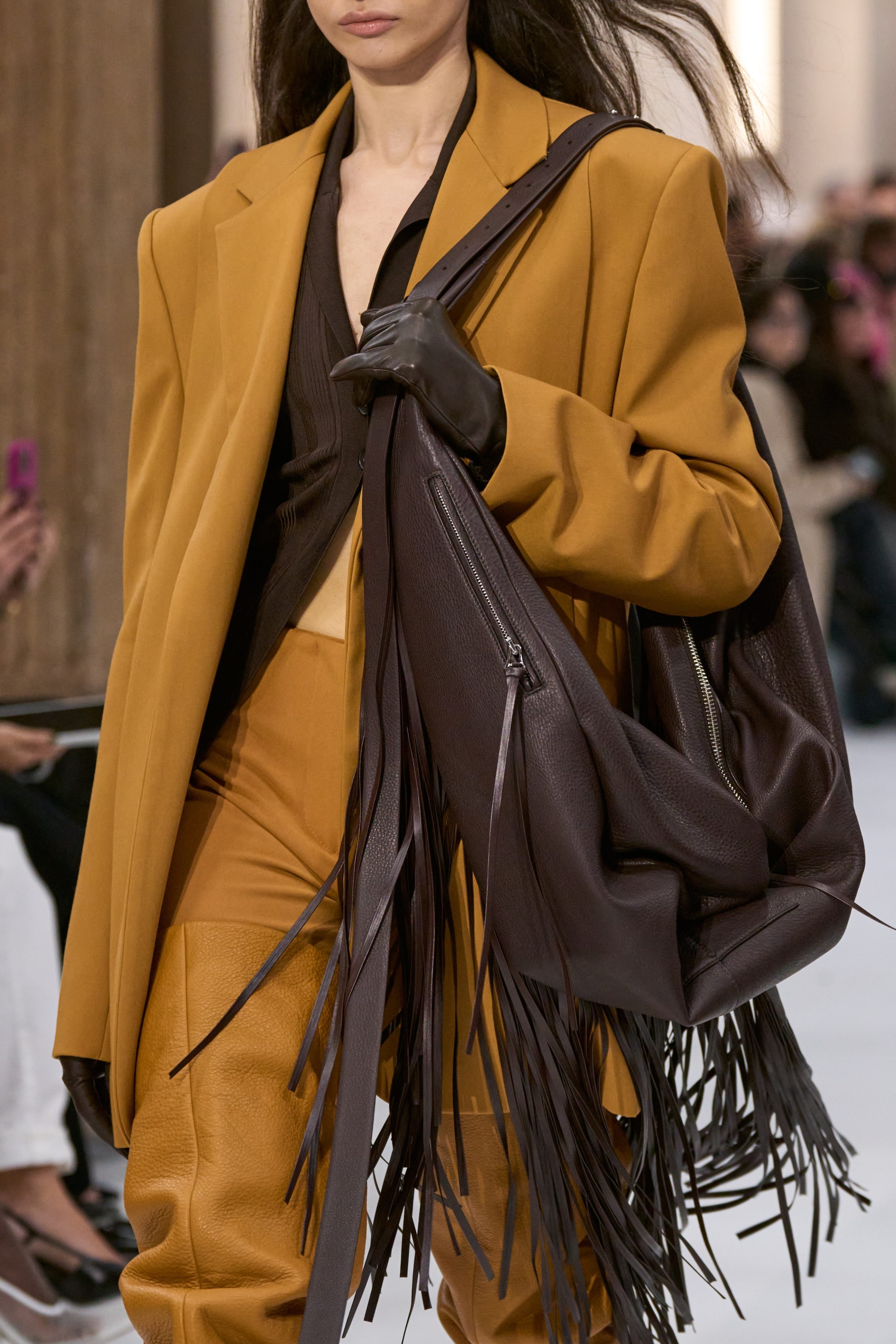 Borsa marrone con frange Sportmax