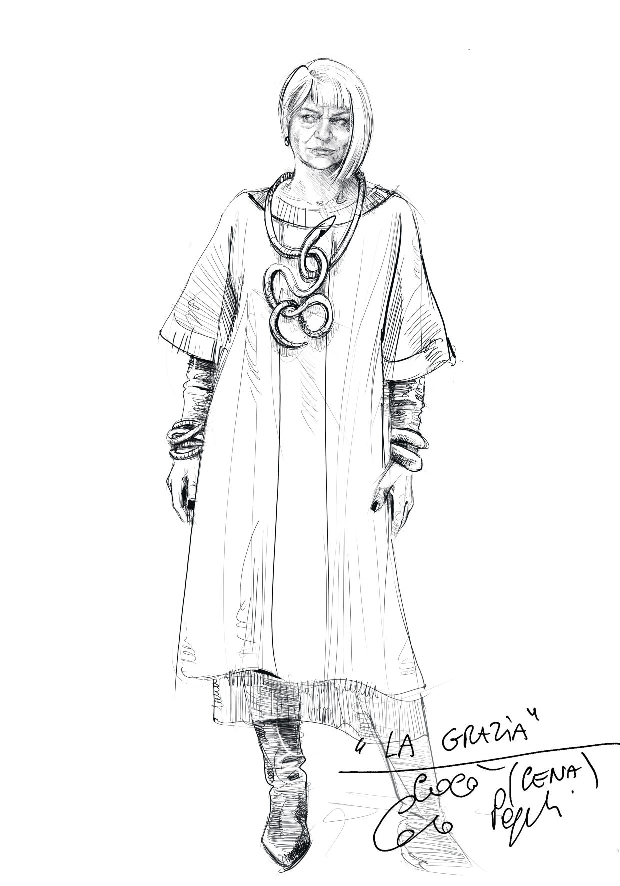 Il bozzetto per Coco Valori realizzato da Carlo Poggioli