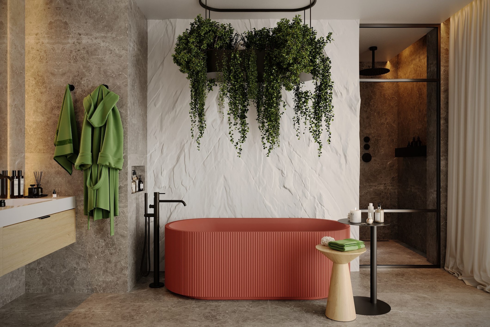 Bagno in toni naturali