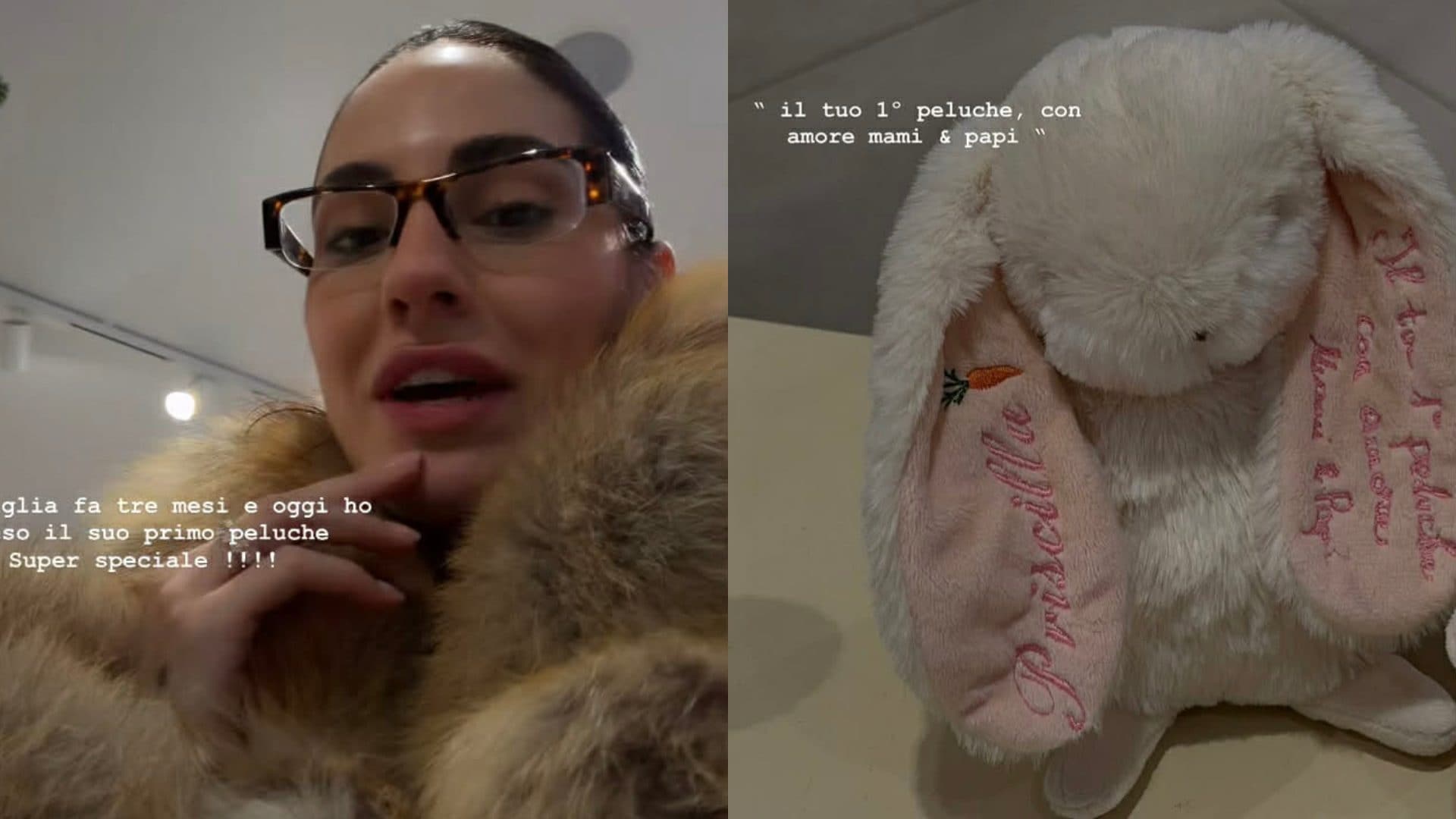 Il primo peluche di Priscilla è decorato con una dolce dedica di Giulia De Lellis e Tony Effe