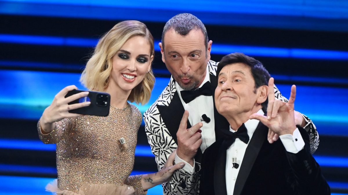 Chiara Ferragni, Amadeus, Gianni Morandi a Sanremo 2023