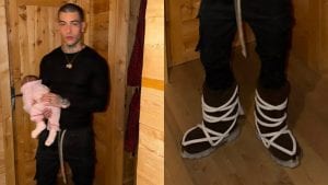 Il look da neve di Tony Effe è "lunare"