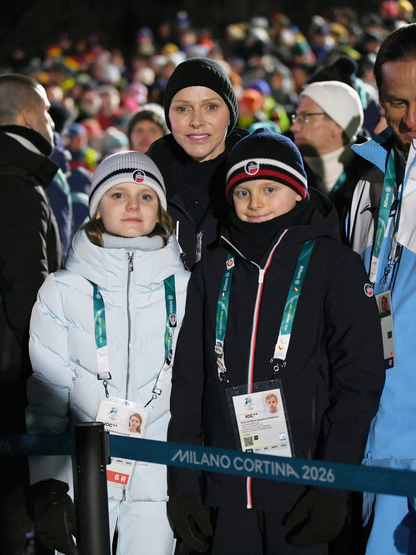 La principessa Charlene con Jacques e Gabriella