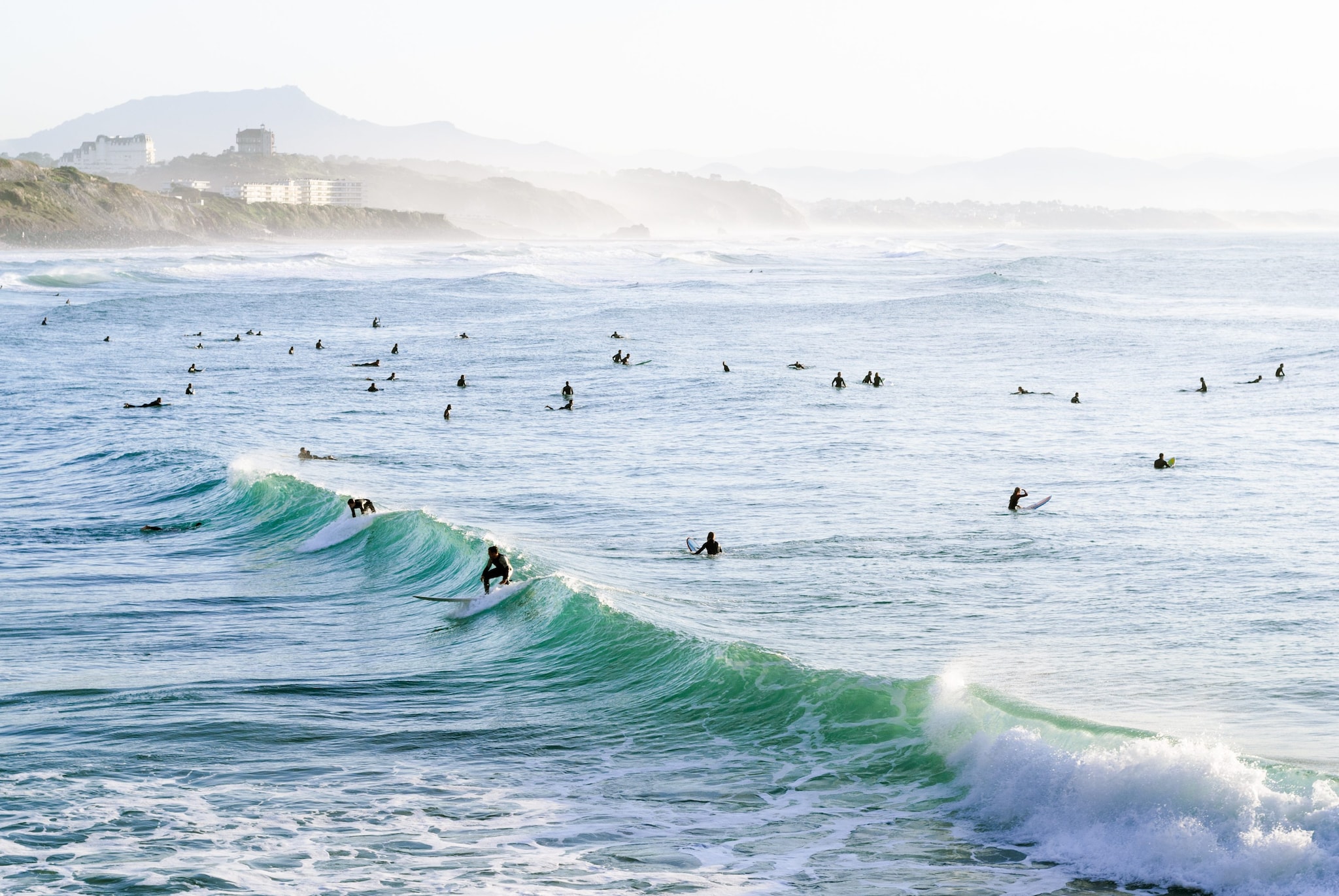 Una delle spiagge di surf a Biarritz, Francia