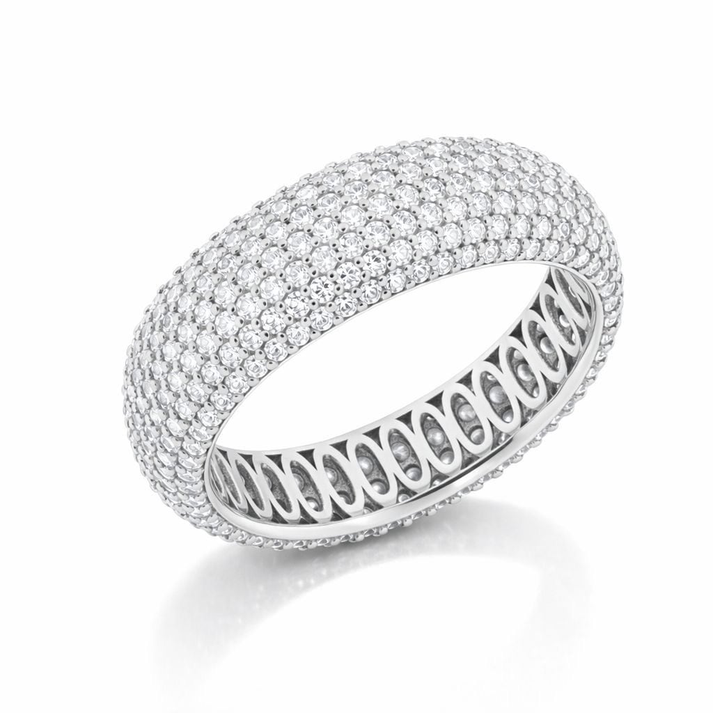 La fede in oro bianco e diamanti di Gioielli del sole