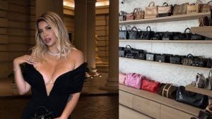 Wanda Nara mostra l'enorme cabina armadio: sugli scaffali la collezione di borse