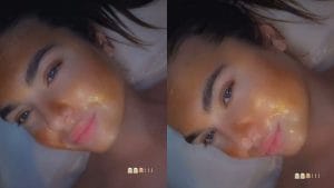 Chanel Totti prova la maschera d'oro