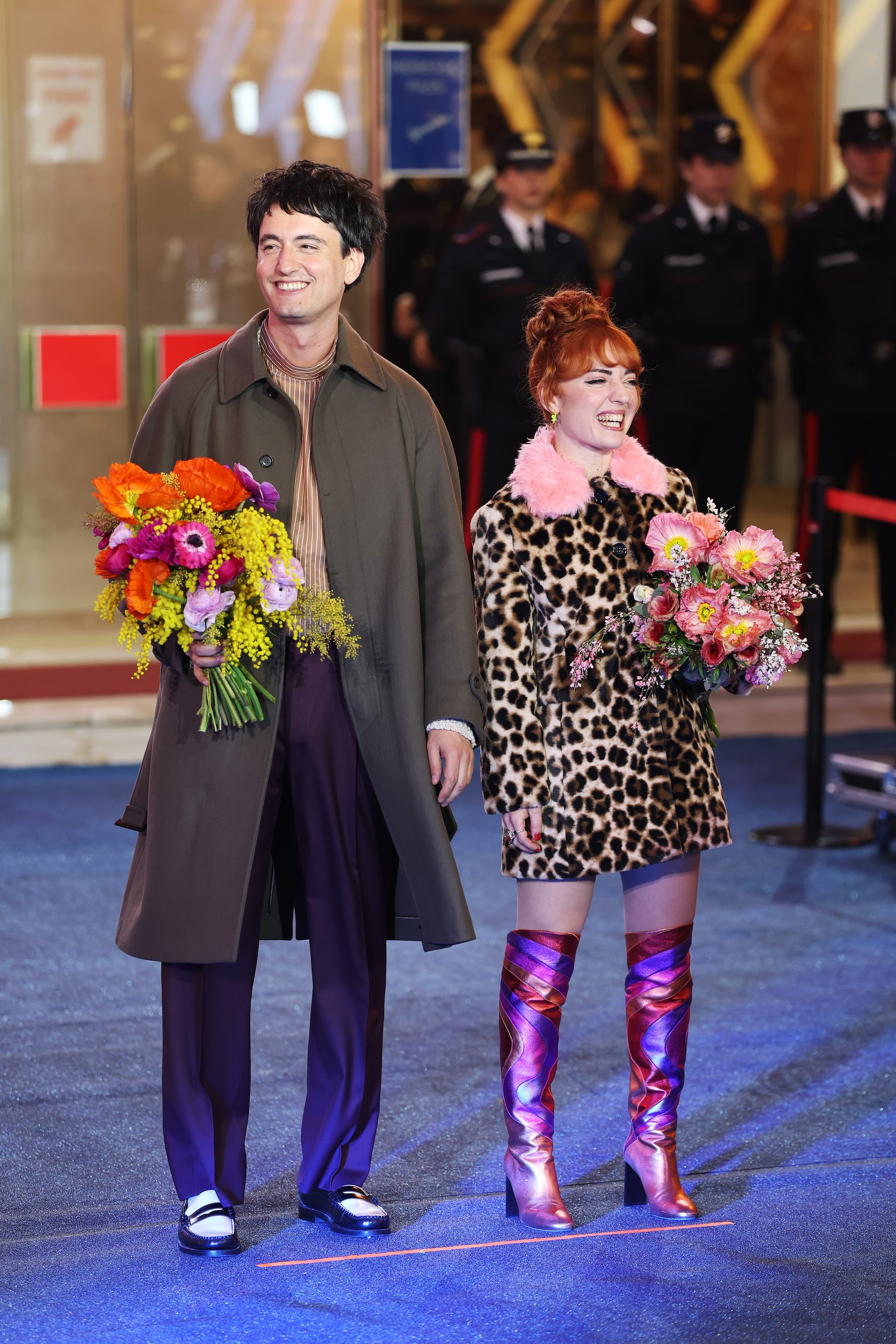 Maria Antonietta in Art Dealer con stivali Maison Skorpios, Colombre in Corneliani e Massimo Alba