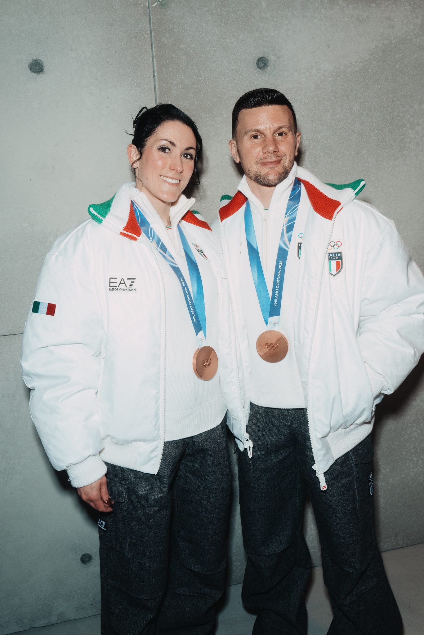 Charlène Guignard e Marco Fabbri da Emporio Armani