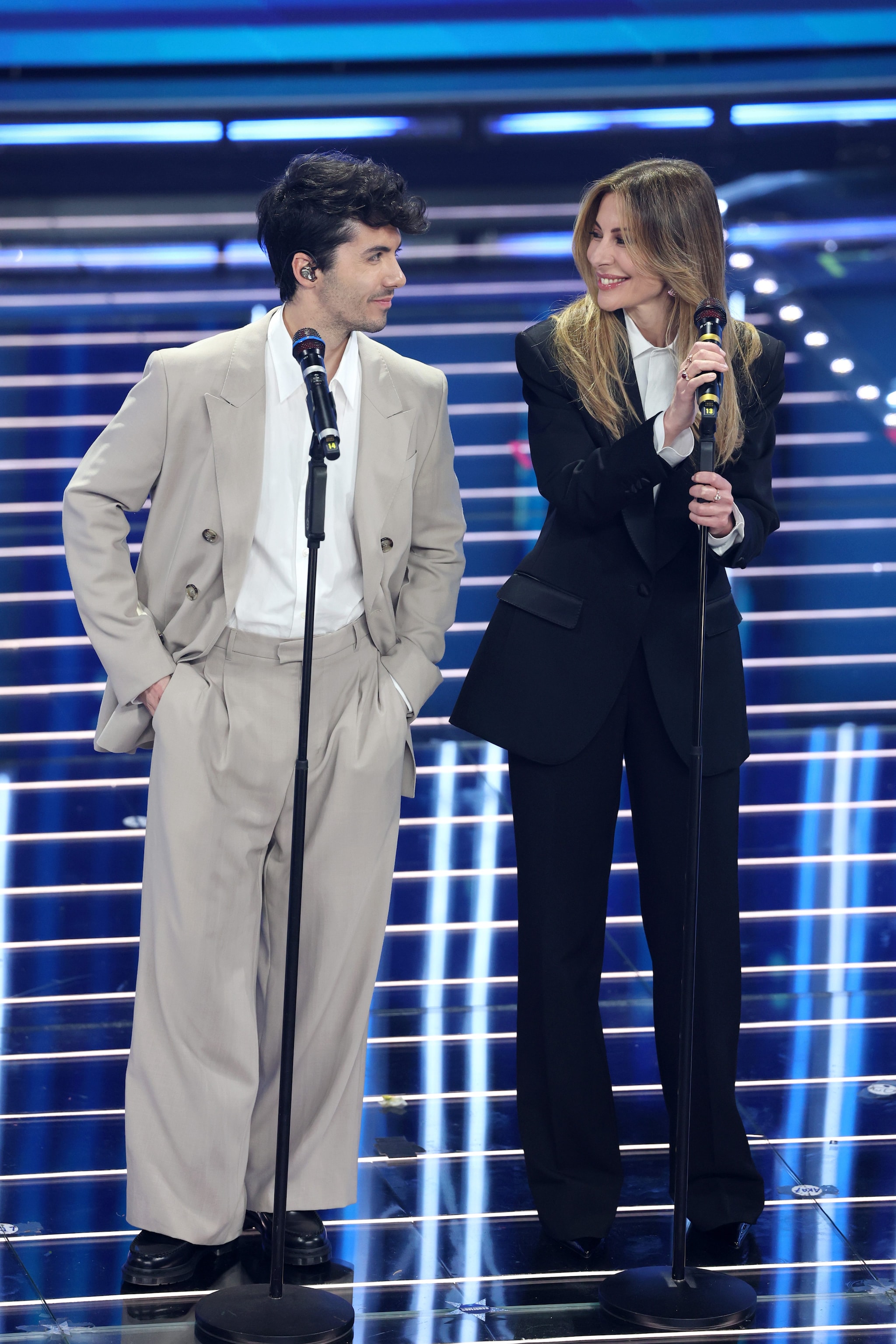 Francesca Fagnani con Fulminacci nella serata dei duetti a Sanremo 2026