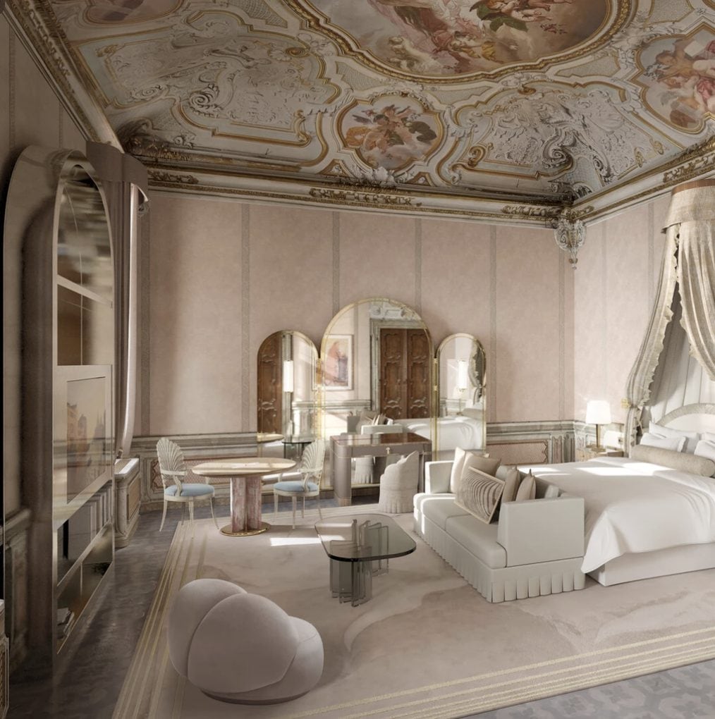 Gli interni di una delle suite dell’hotel