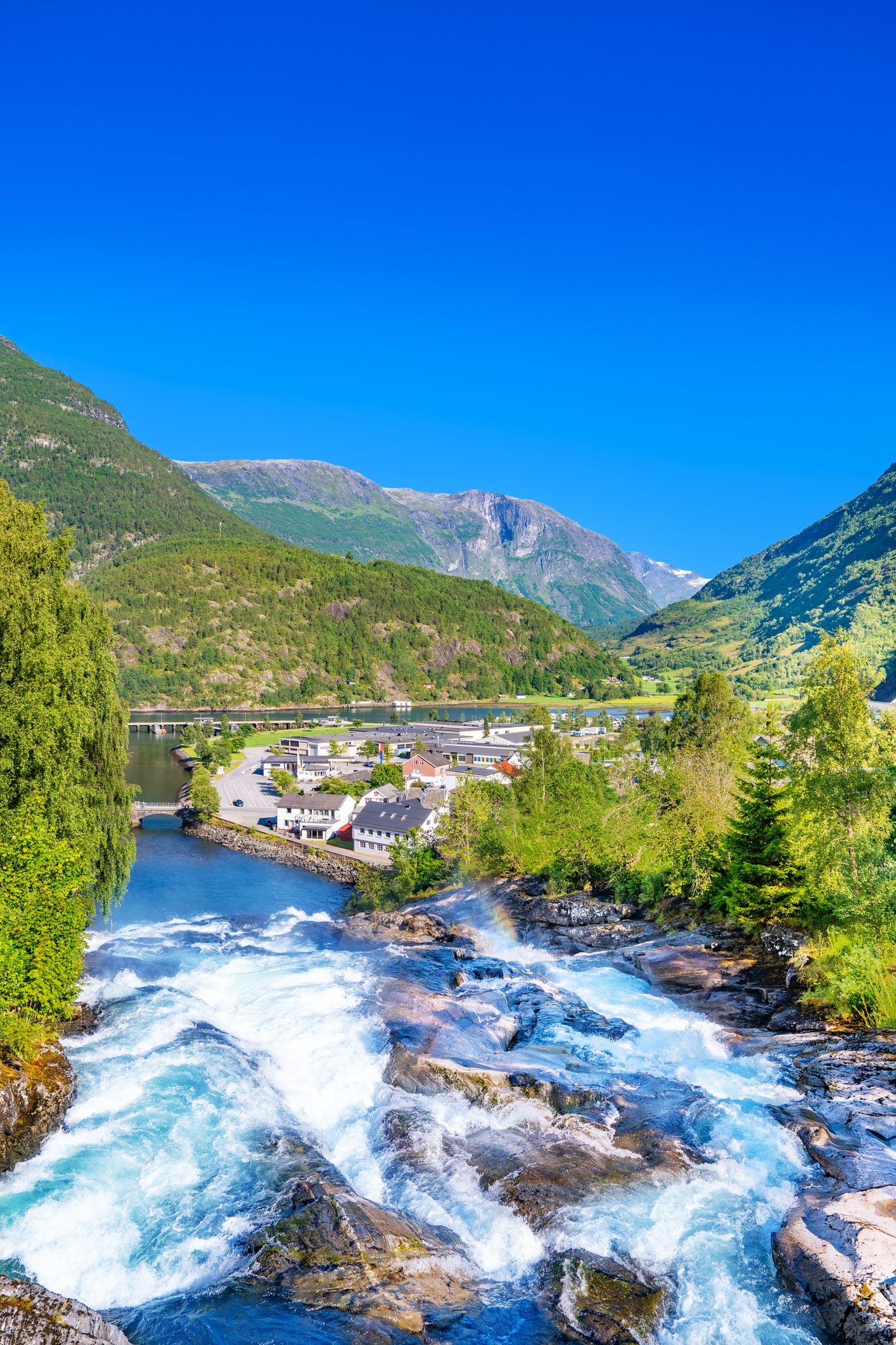 Villaggio sul Geirangerfjord, Norvegia, patrimonio mondiale dell’UNESCO