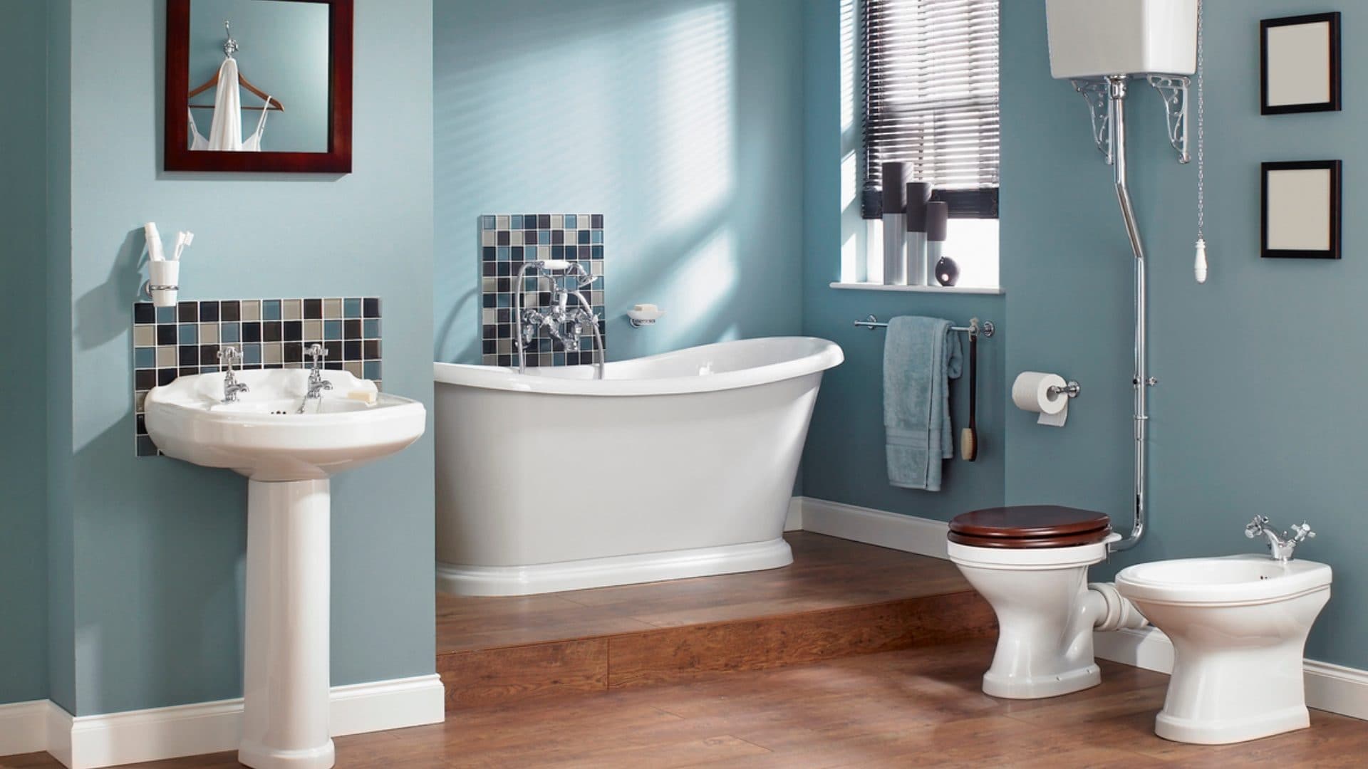 Il blu tenue è il colore perfetto per il bagno perché non passa mai di moda