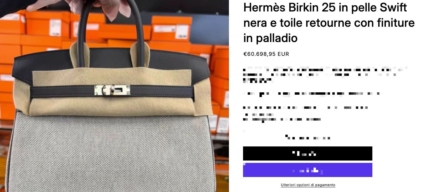 La borsa in vendita su Wararni