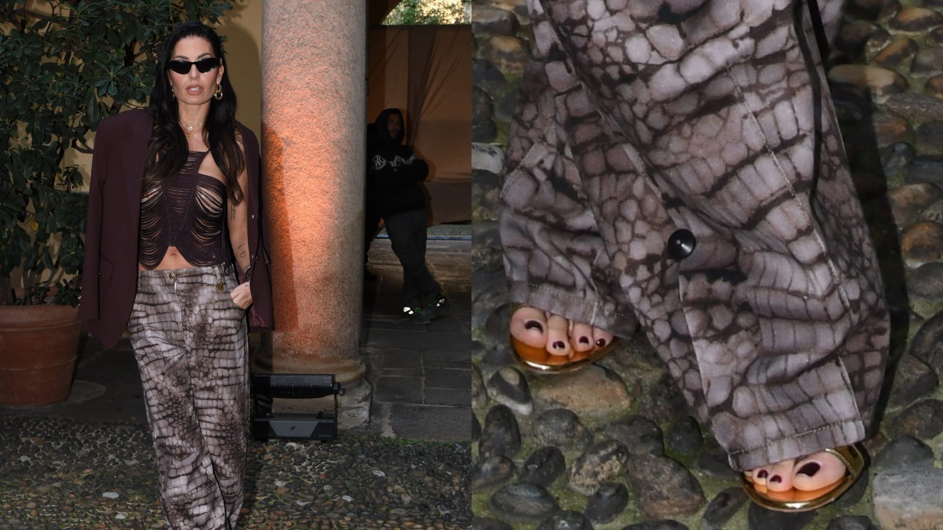 Elisabetta Gregoraci rivela il segreto del look da sfilata: i jeans hanno ancora l'anti-taccheggio