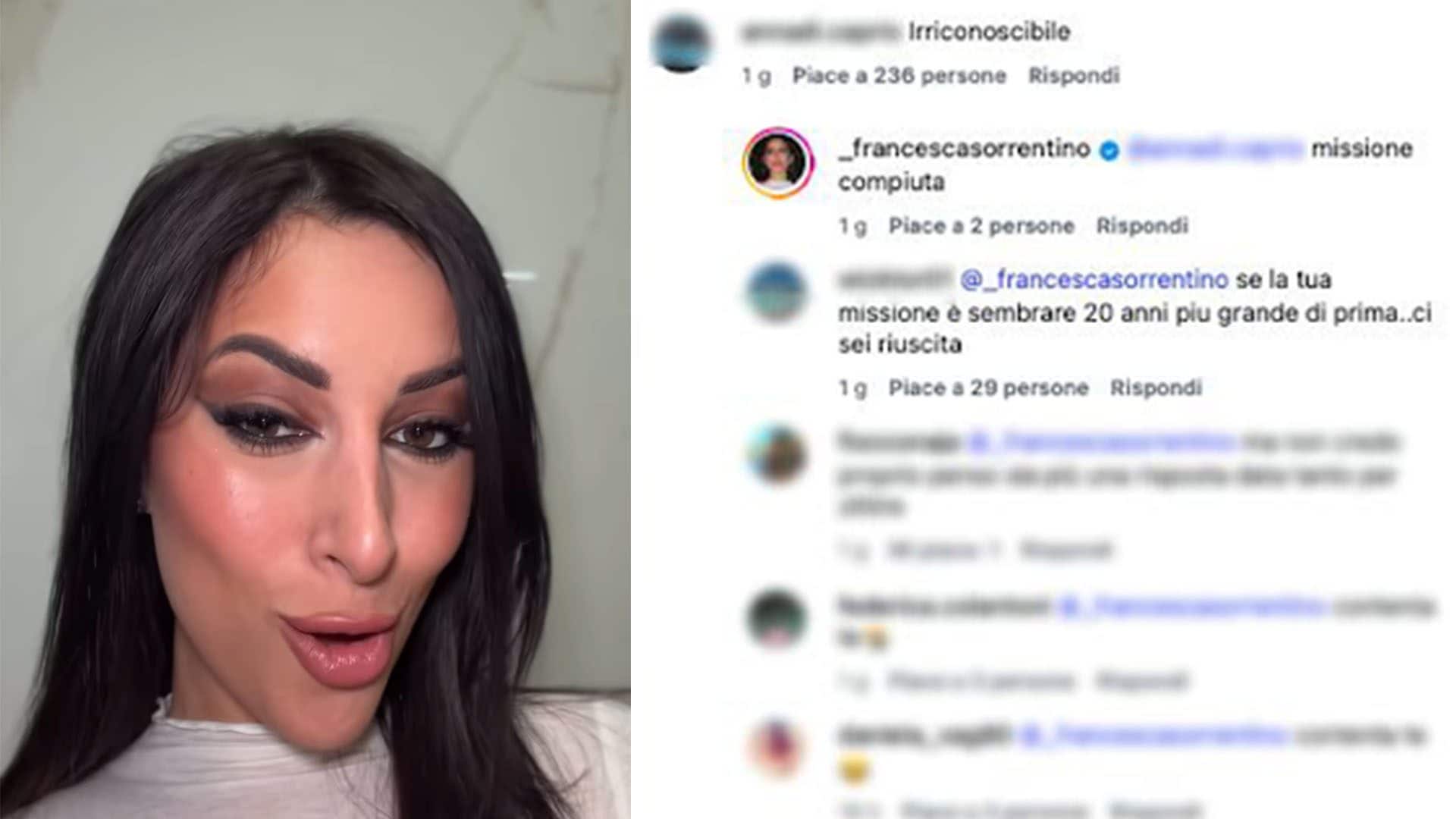 Francesca Sorrentino criticata per i ritocchi estetici: "Irriconoscibile? Missione compiuta"