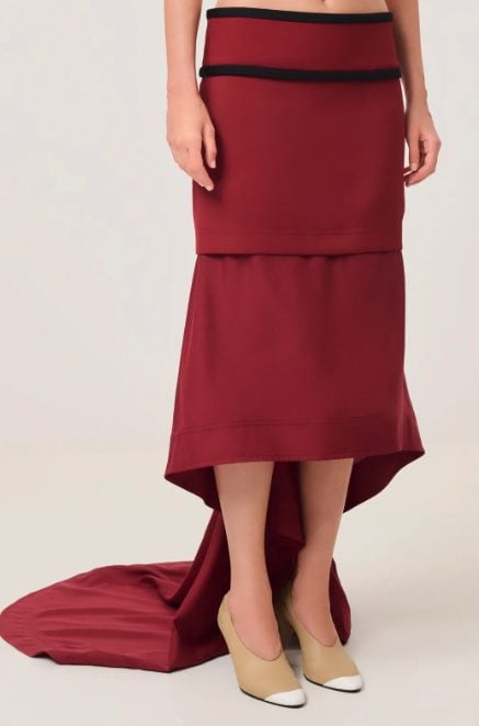 Gonna in seta borgogna Chanel