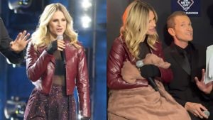 Michelle Hunziker: sul palco trasparenze e cristalli, nel backstage coperta di pile