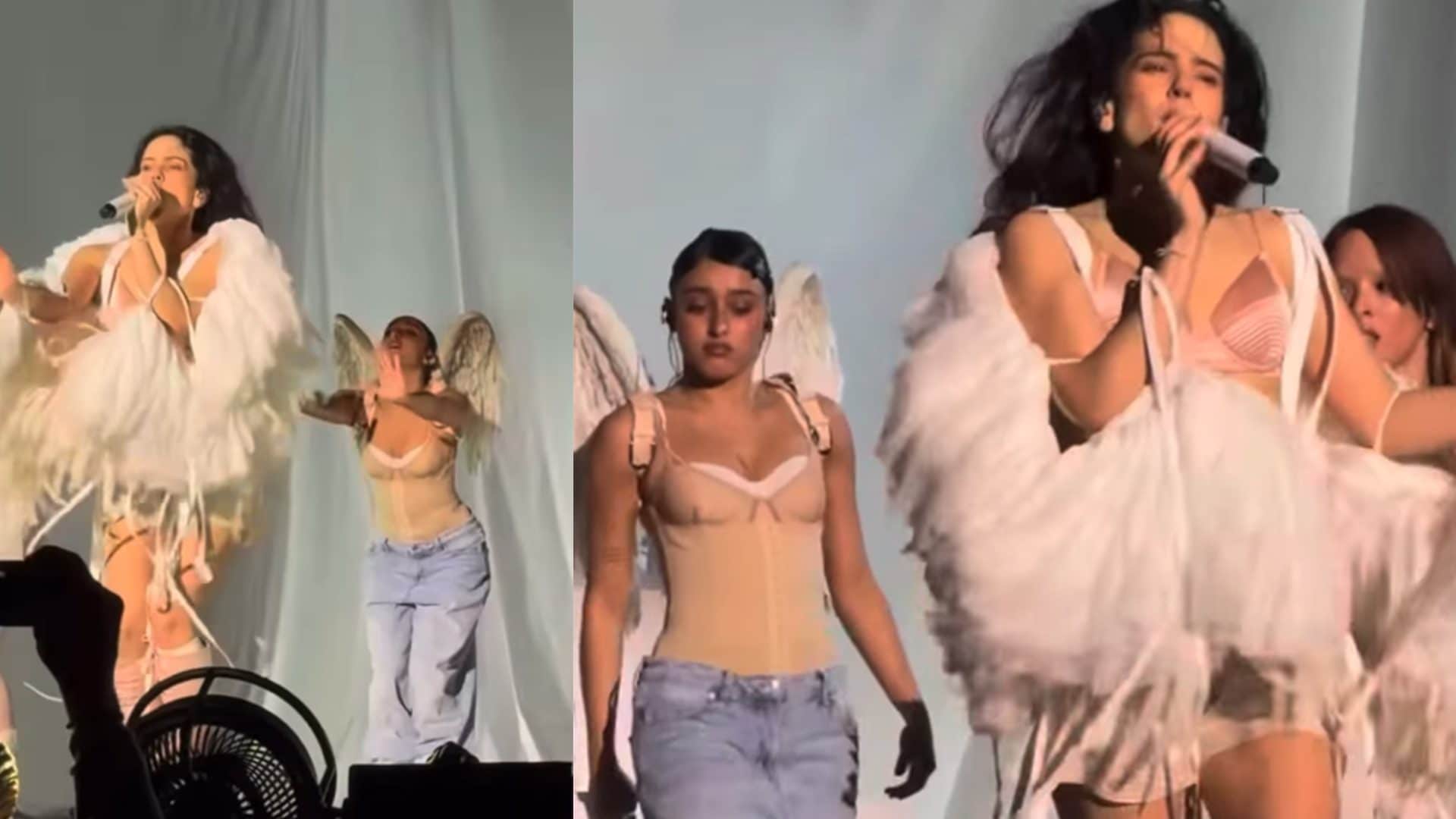 Giulia Stabile, look da angelo con ali e corsetto: è la nuova ballerina nel tour di Rosalìa