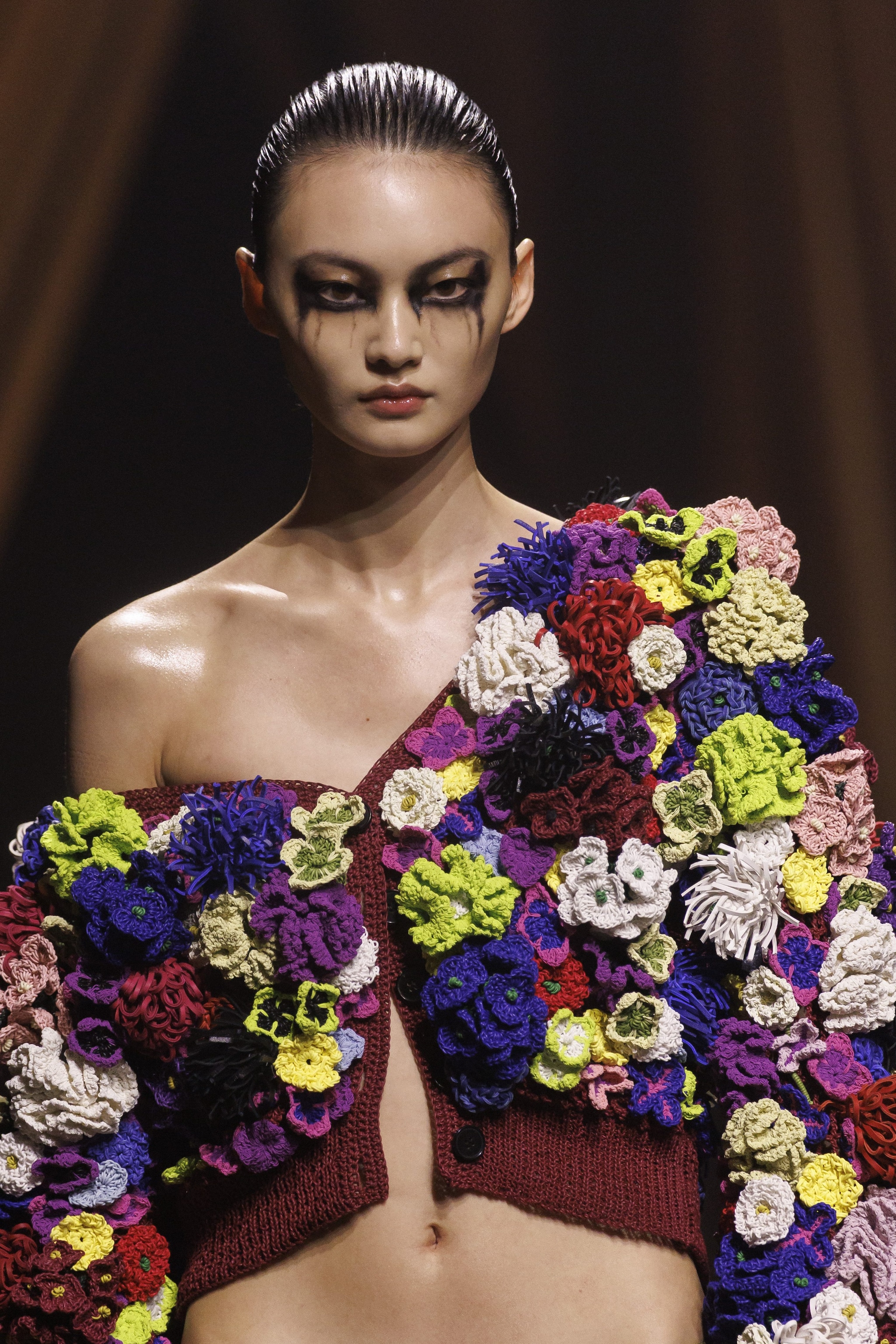 Mini cardigan con fiori in rilievo McQueen