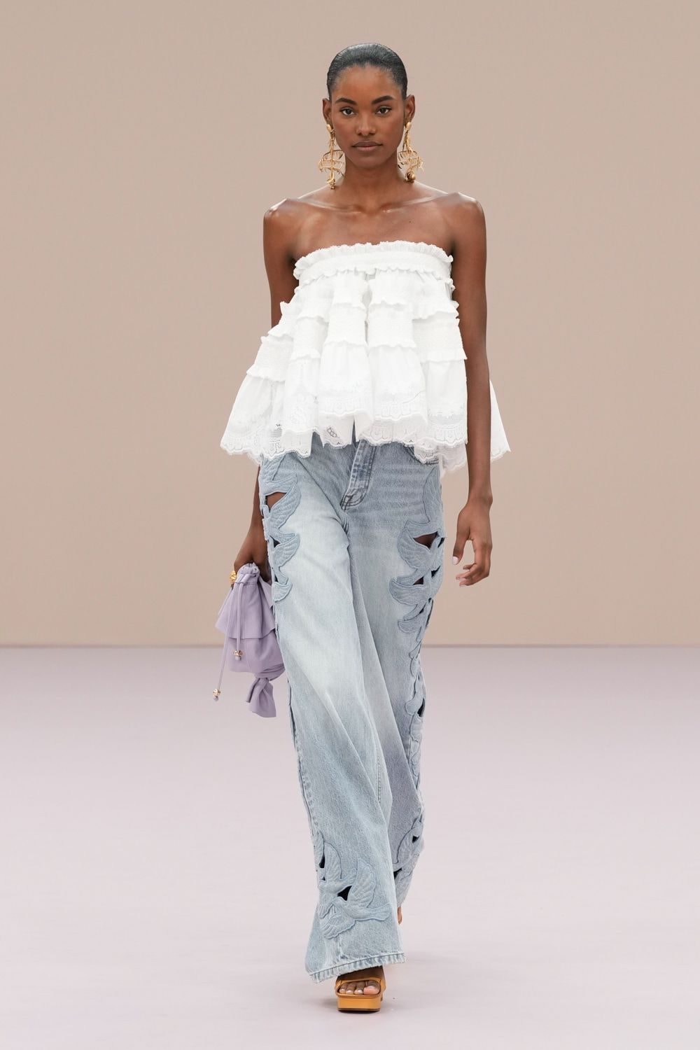 Pantaloni in denim intarsiato Zimmermann