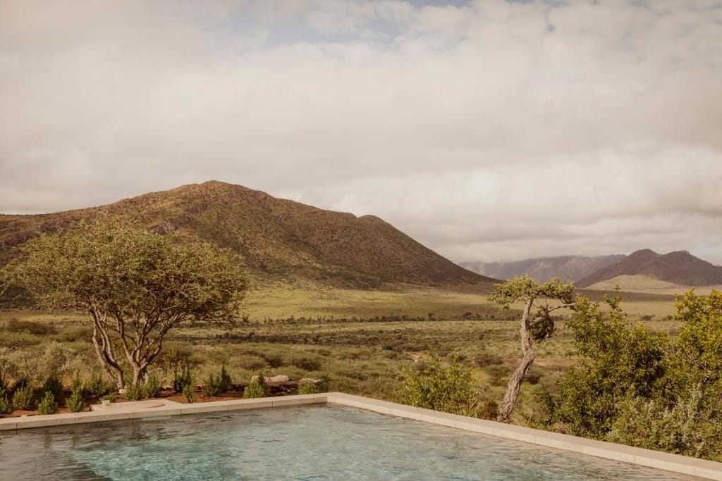 La piscina a sfioro immersa nella savana