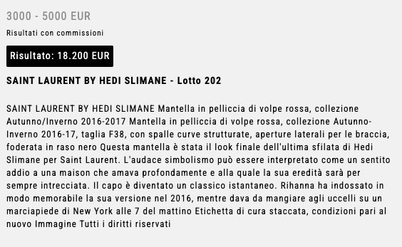 Il dettaglio della vendita