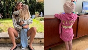 Vittoria Lucia Ferragni in vacanza usa l’accappatoio griffato e personalizzato
