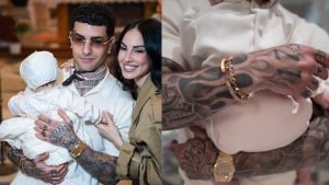 Tony Effe con gioielli e orologio da oltre 180 mila euro al battesimo della figlia