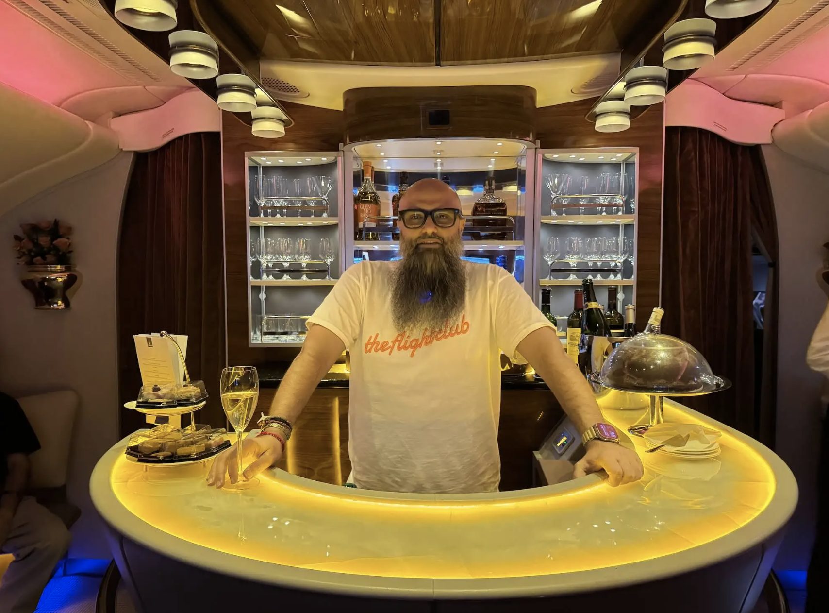 Il bar all’interno della First Class di Emirates
