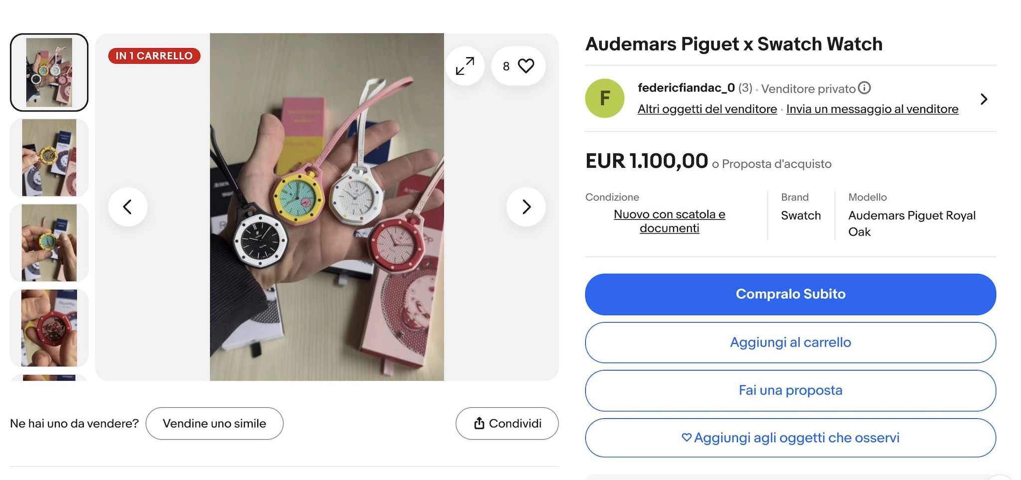 I pezzi della collezione in vendita su eBay