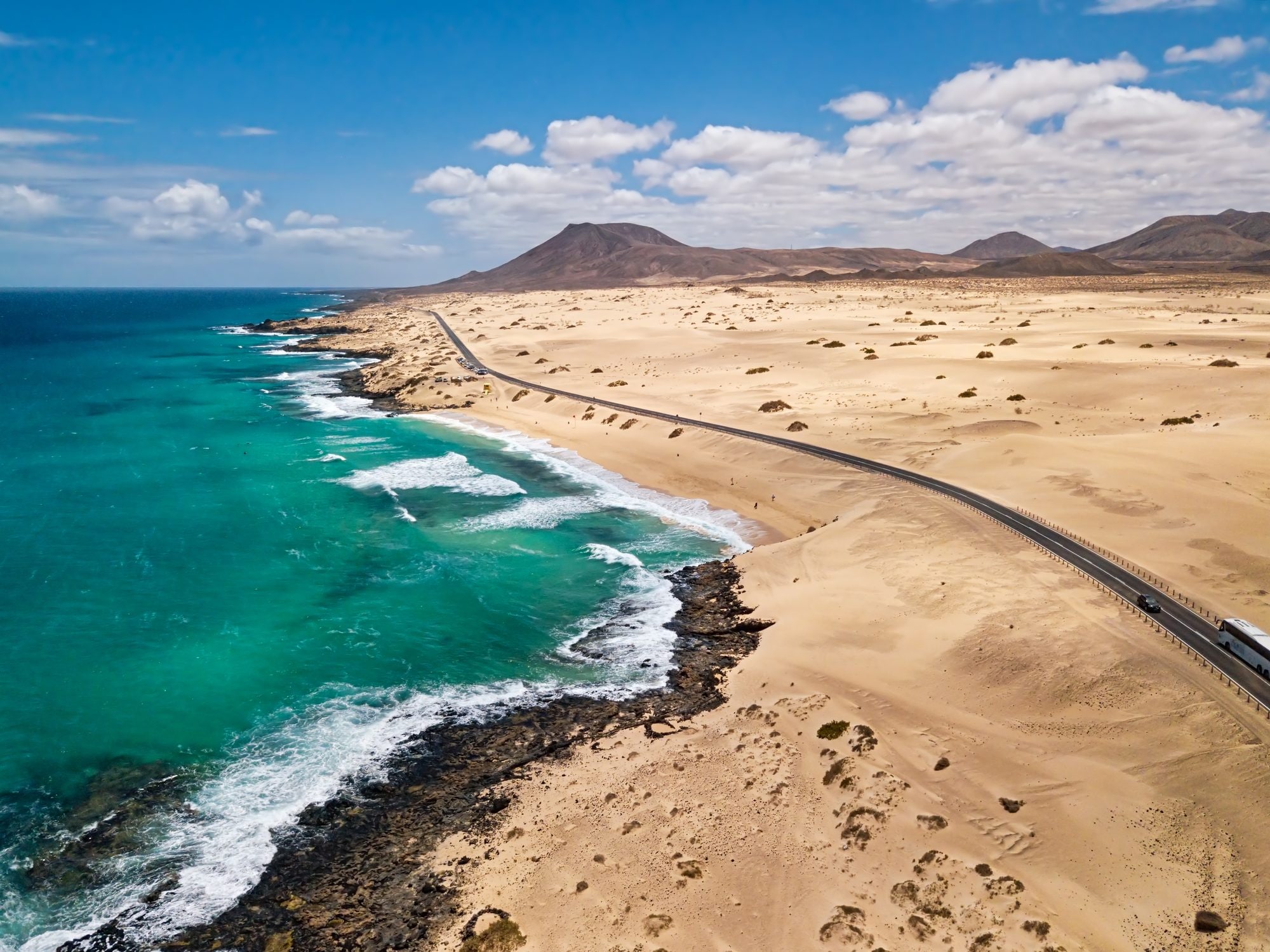 Spiaggia di Alzada nel parco di Corralejo, Fuerteventura, Isole Canarie