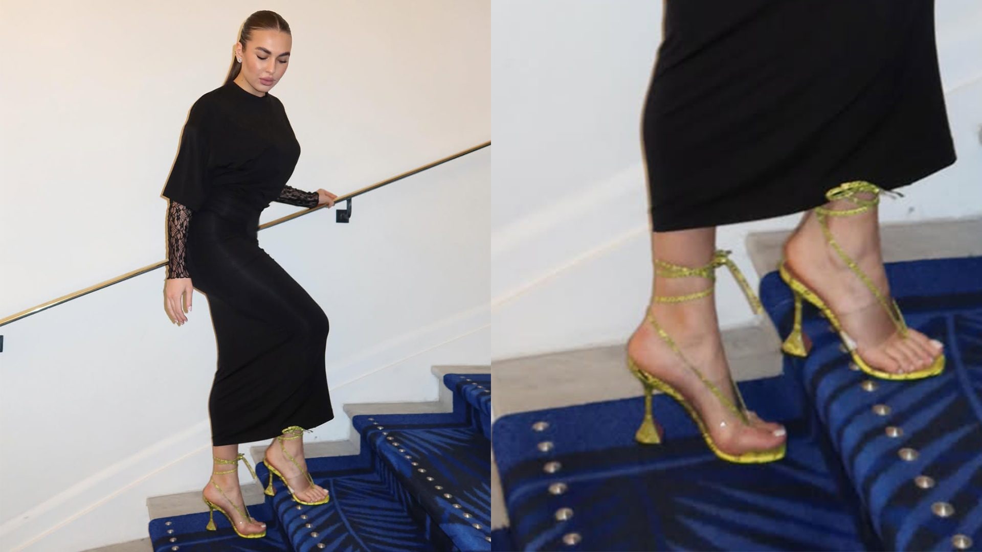 Chanel Totti vola a Cannes: "spezza" il look dark con i sandali colorati